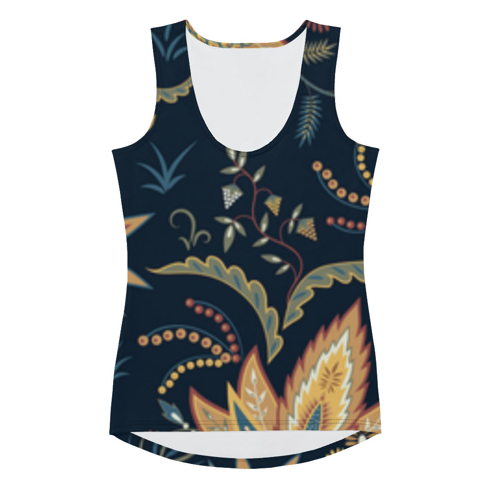 Sublimation Cut &amp; Sew Tank Top Blue Flowers