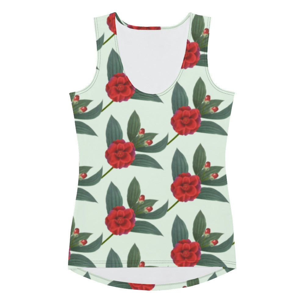 Sublimation Cut &amp; Sew Tank Top Red rose