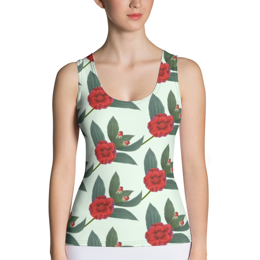 Sublimation Cut &amp; Sew Tank Top Red rose