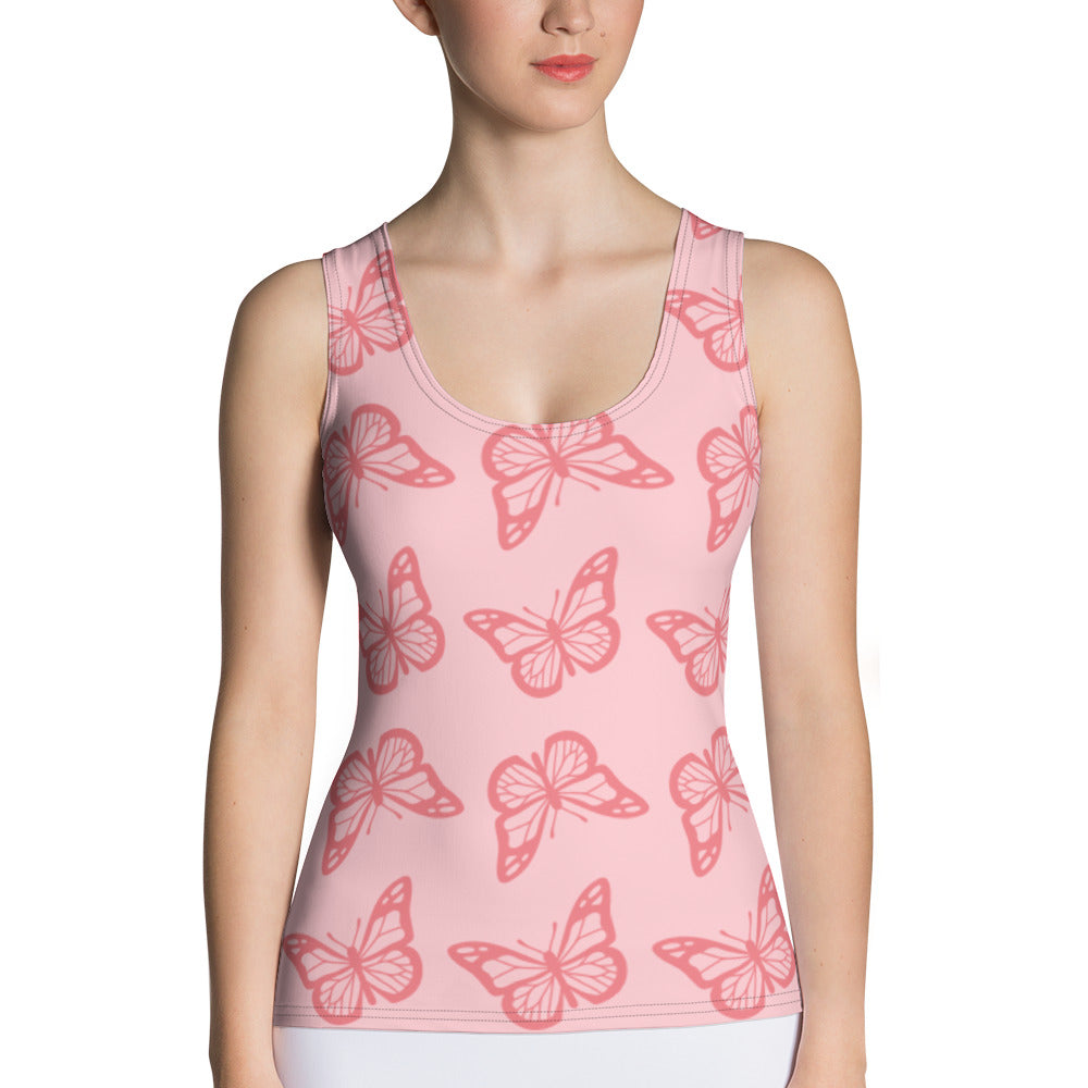 Camiseta de tirantes sublimación Cut &amp;amp; Sew Mariposas rosas