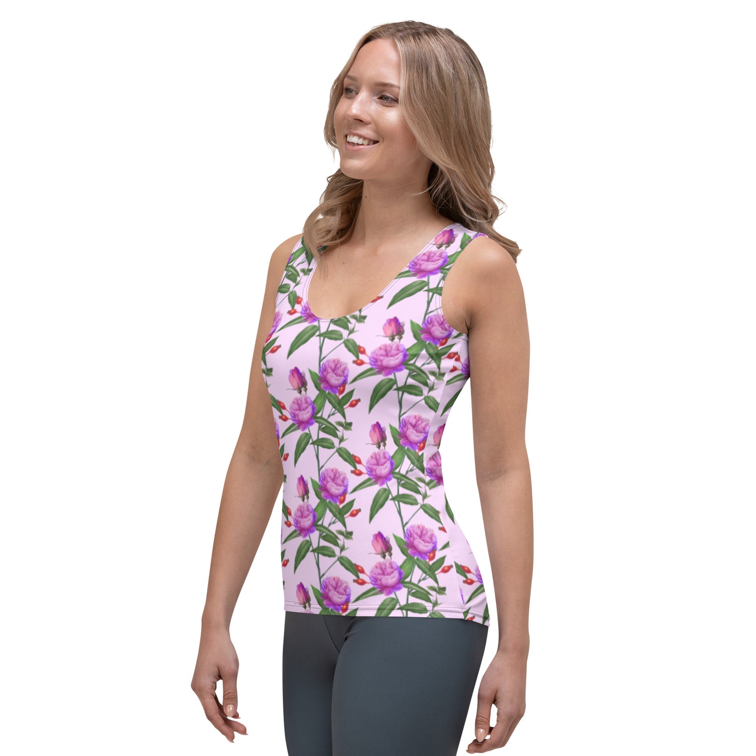 Sublimation Cut &amp; Sew Tank Top Lilac Rose