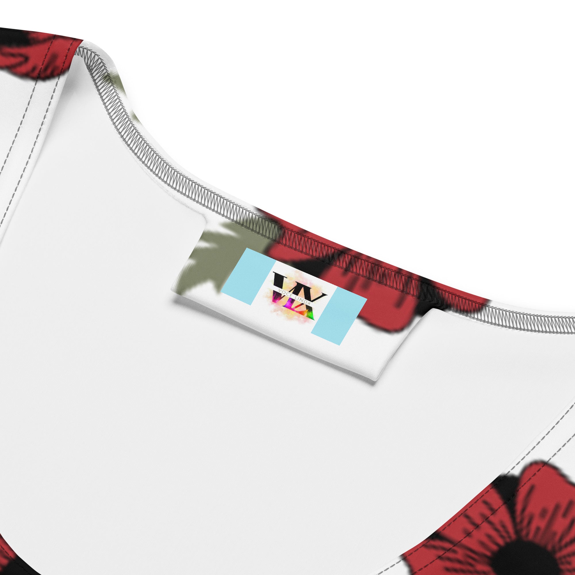 Sublimation Cut &amp; Sew Tank Top Red Flower On White