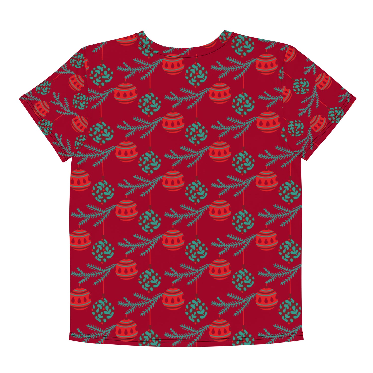 Camiseta Red Balls Natal combinando com gola redonda juvenil