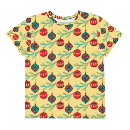 Yellow Balls Christmas Matching Youth Crew Neck T-shirt