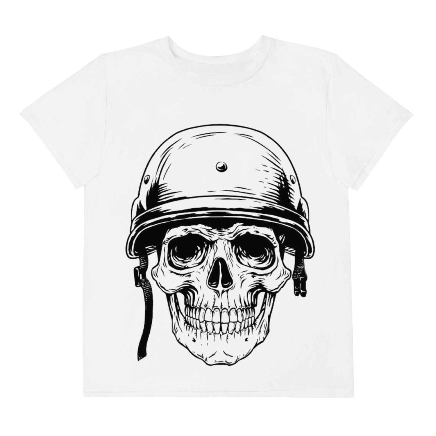 Youth crew neck t-shirt skull with helmet