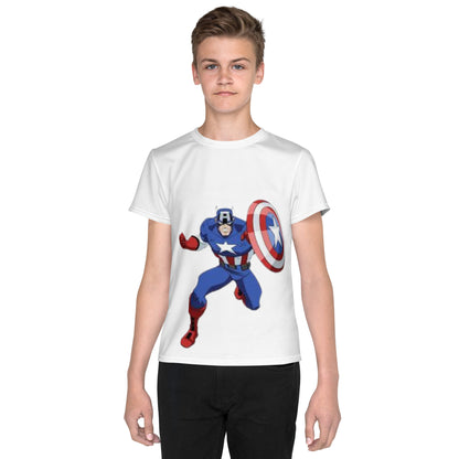 Youth crew neck t-shirt captain America