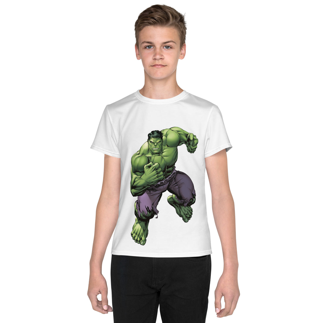 Camiseta juvenil com gola redonda Hulk