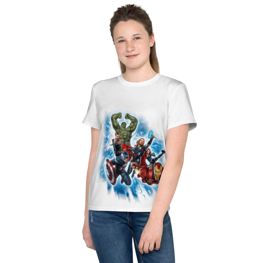 Youth crew neck t-shirt super heroes