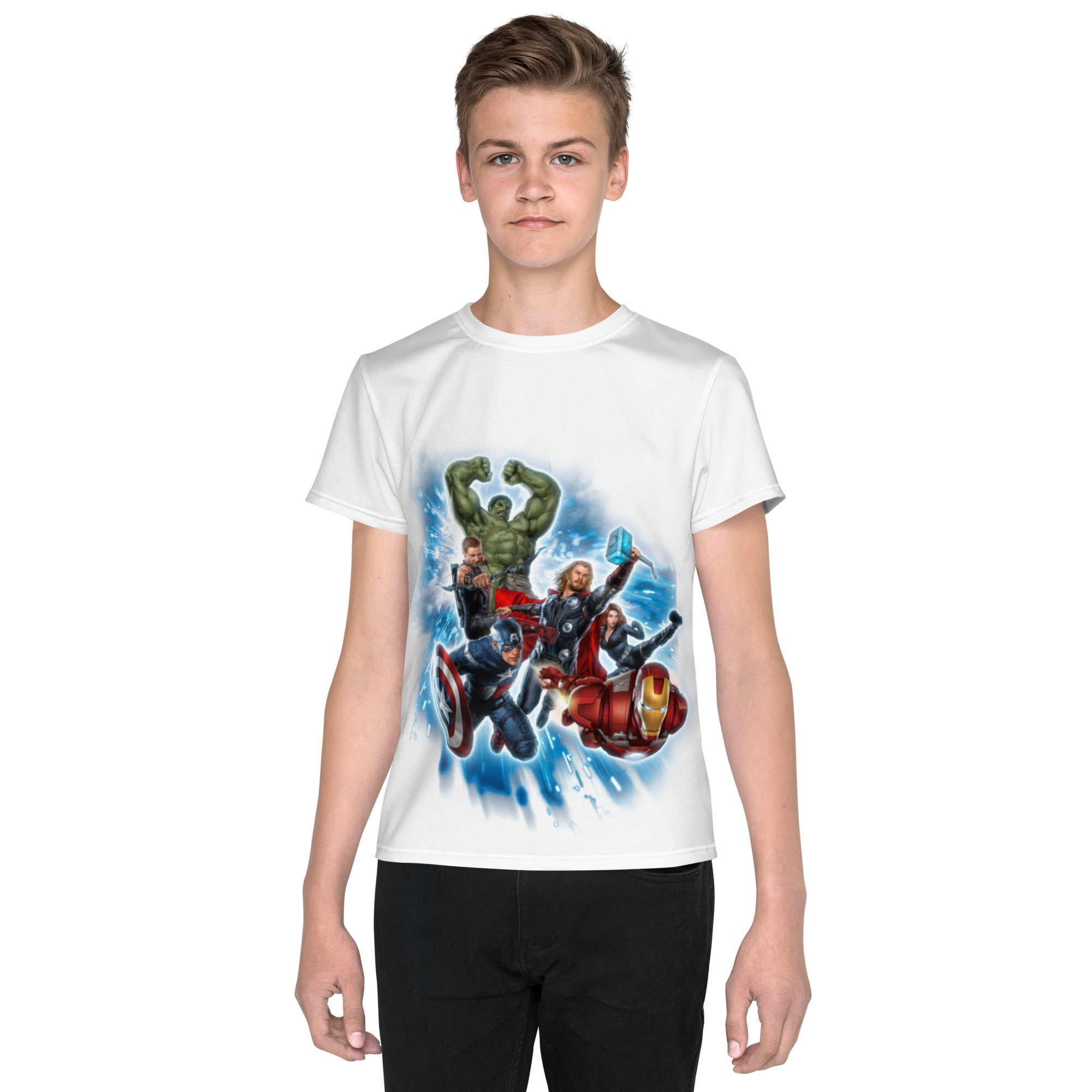 Youth crew neck t-shirt super heroes