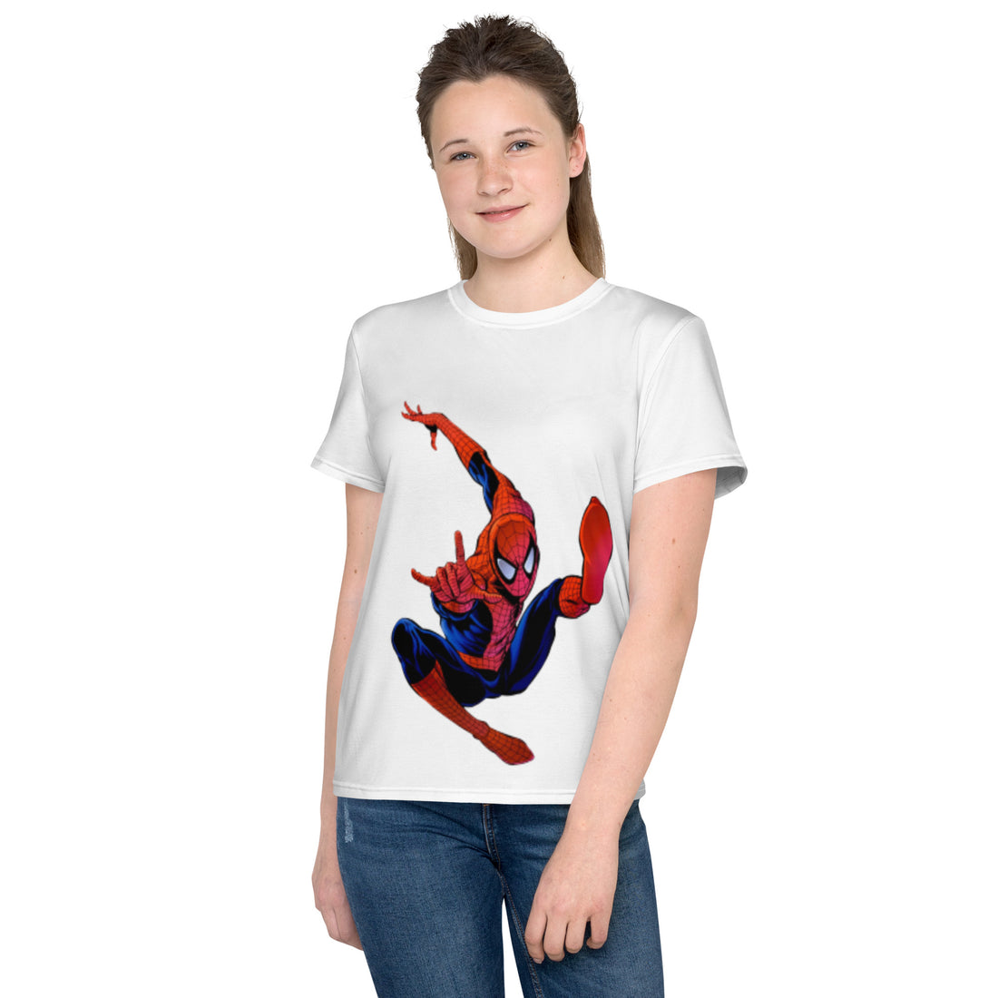 Camiseta juvenil com gola redonda Homem Aranha