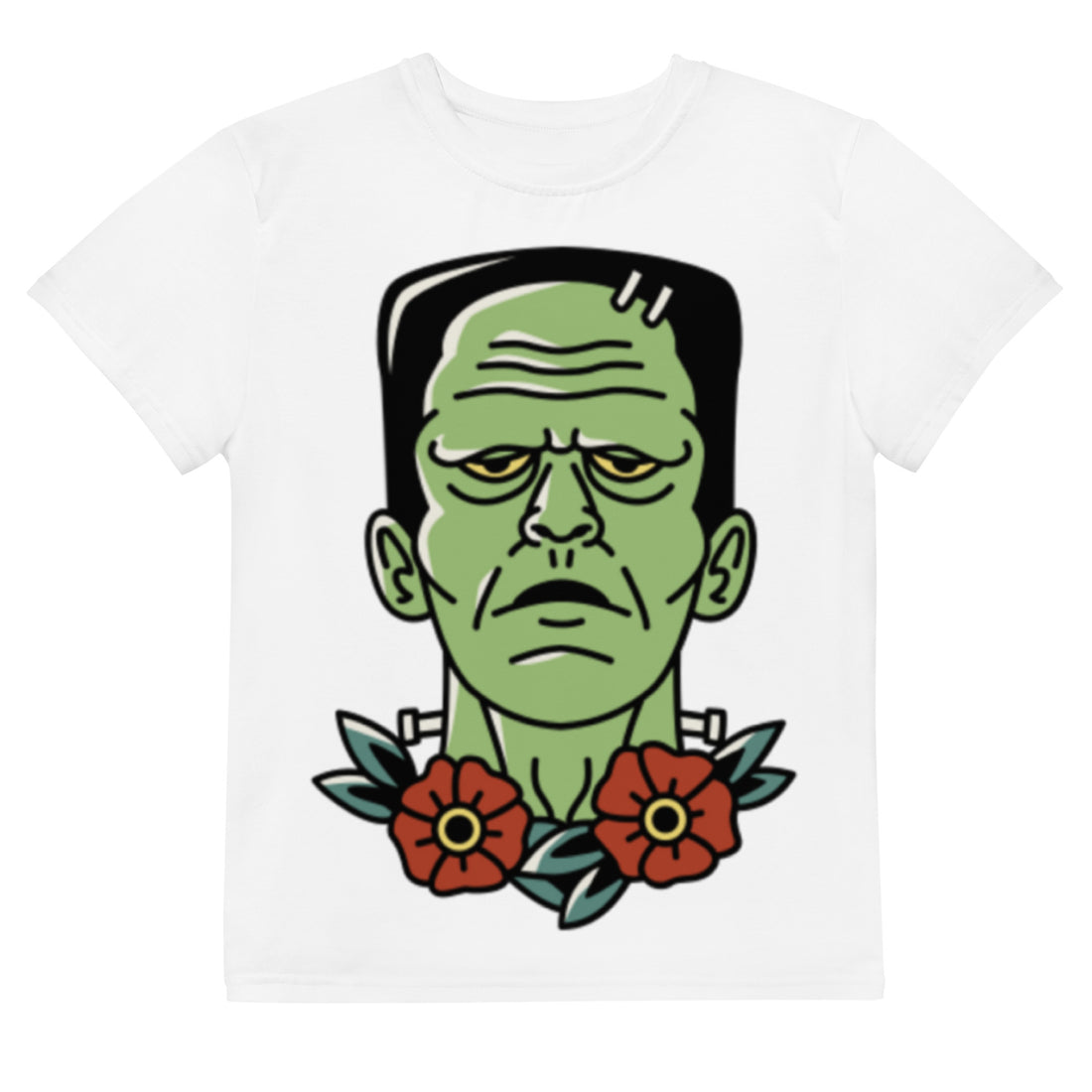 Camiseta juvenil com gola redonda frankenstein