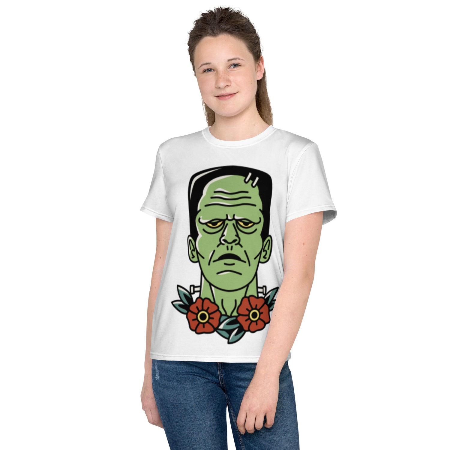 Youth crew neck t-shirt frankenstein