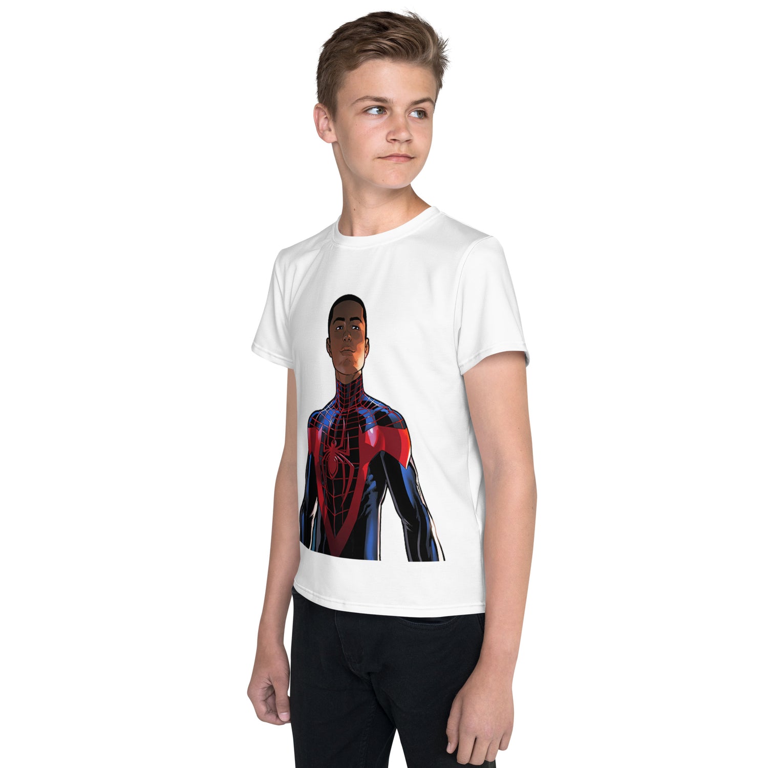 Camiseta juvenil com gola redonda Homem Aranha