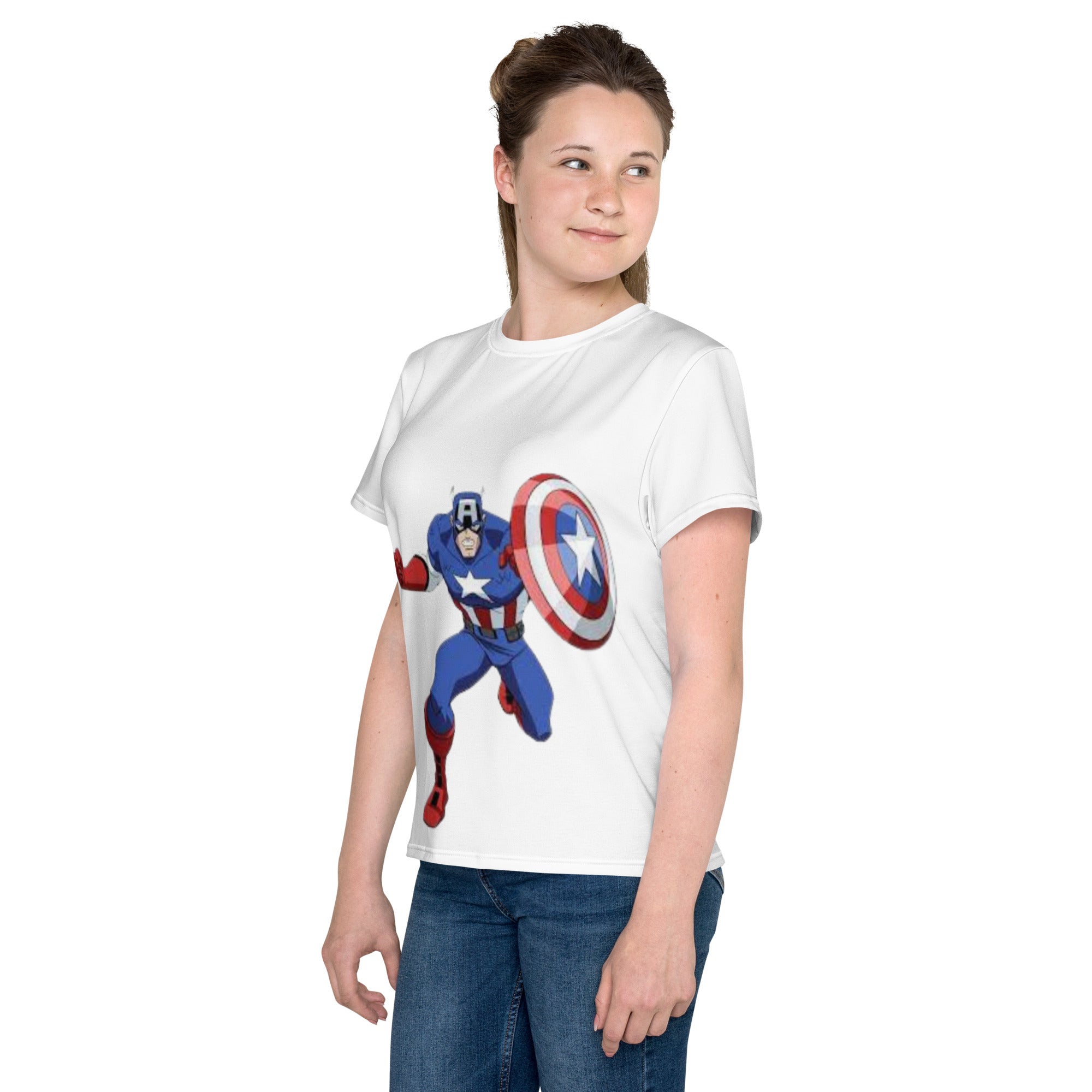 Camiseta juvenil cuello redondo capitan america