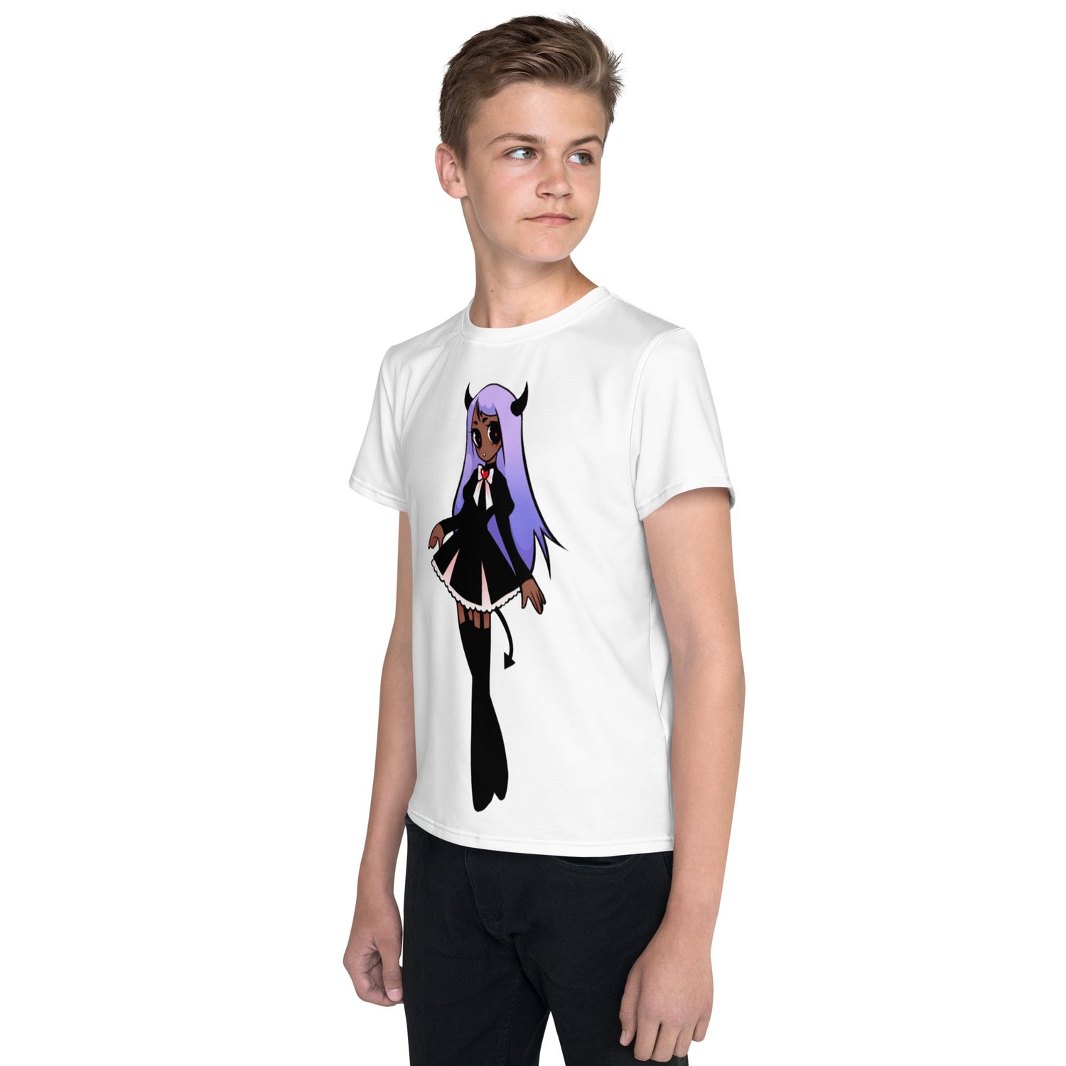 T-shirt juvenil com gola redonda preta Widow