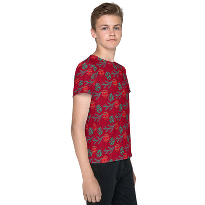 Camiseta Red Balls Natal combinando com gola redonda juvenil