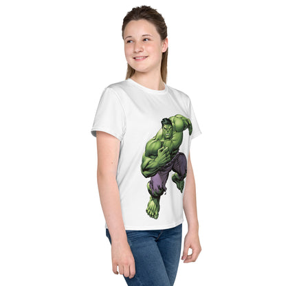 Camiseta juvenil com gola redonda Hulk