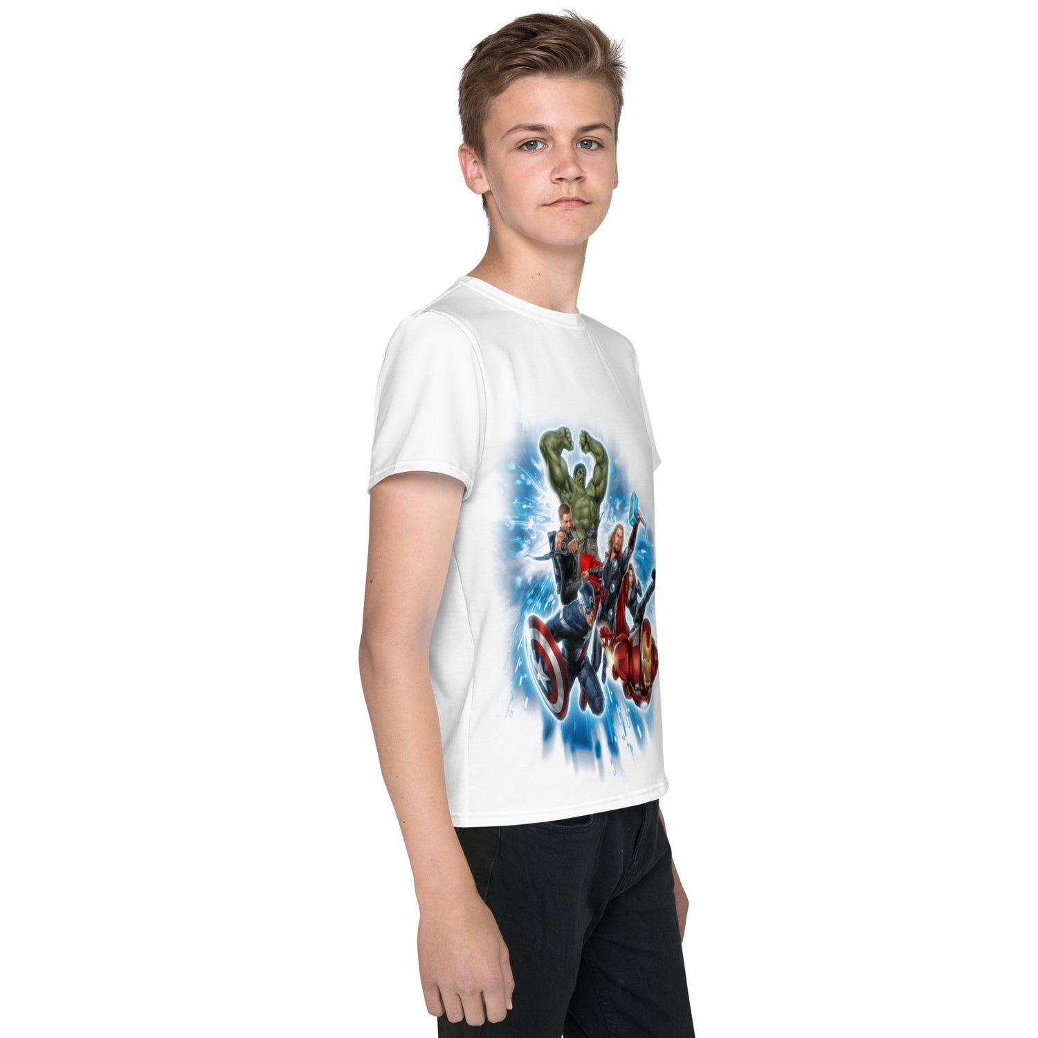 Youth crew neck t-shirt super heroes