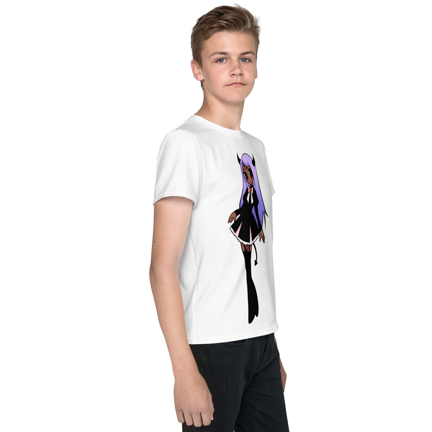 T-shirt juvenil com gola redonda preta Widow