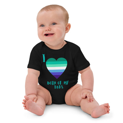 Organic cotton baby bodysuit Two Dads Gay Heart