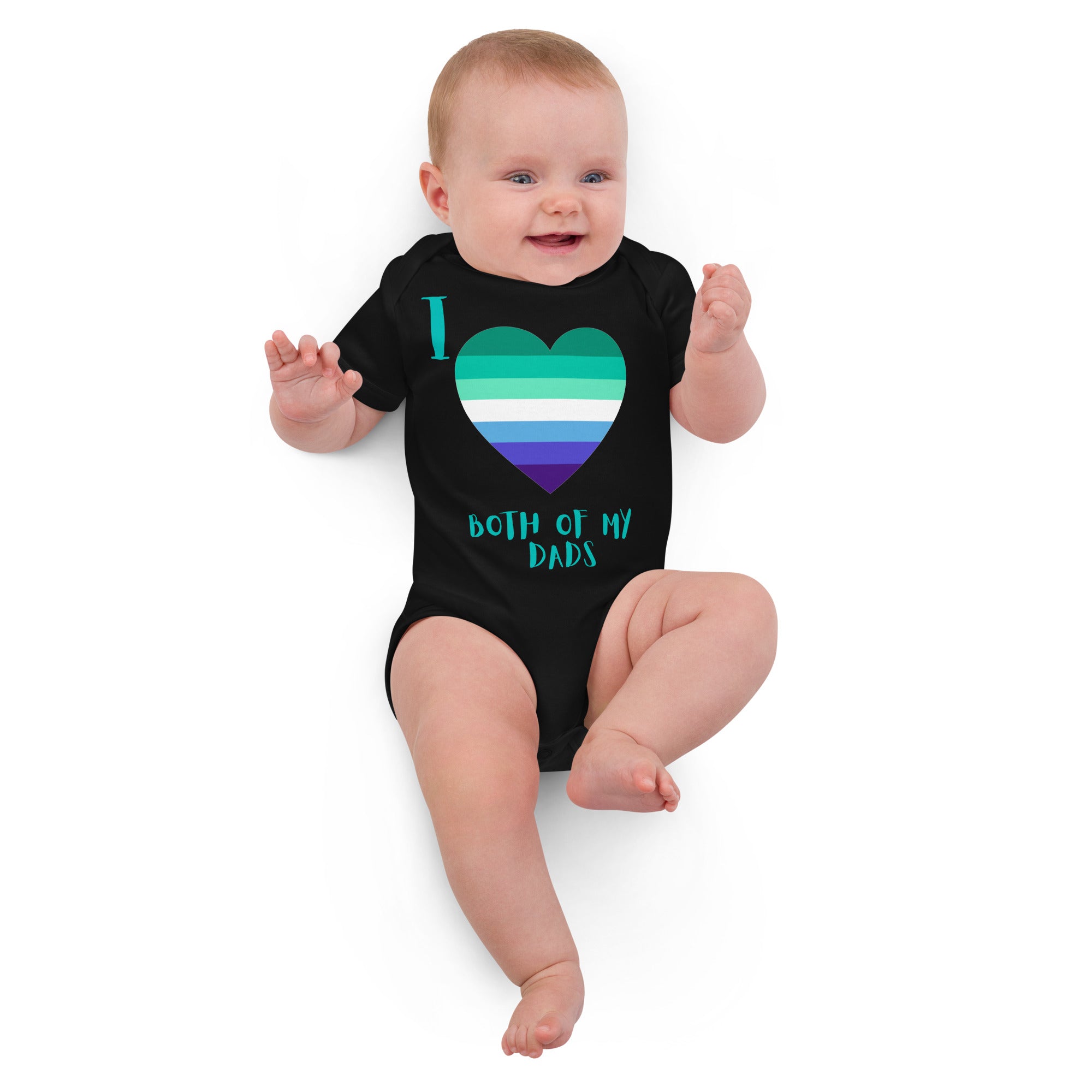 Organic cotton baby bodysuit Two Dads Gay Heart