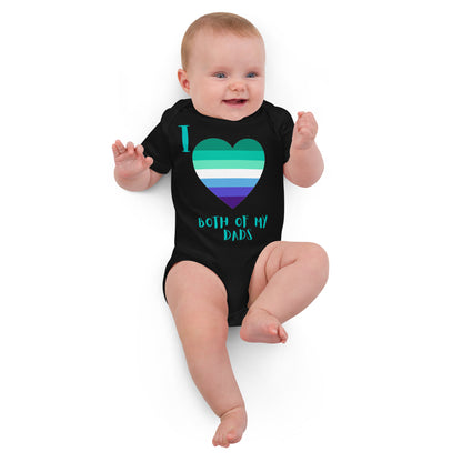 Organic cotton baby bodysuit Two Dads Gay Heart