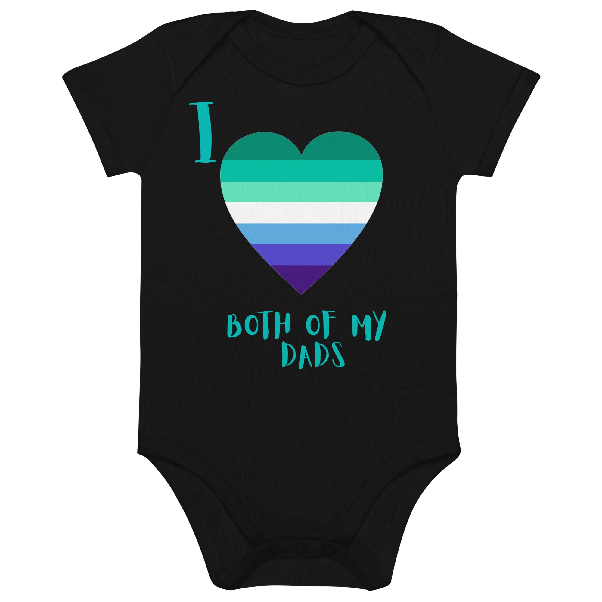 Organic cotton baby bodysuit Two Dads Gay Heart