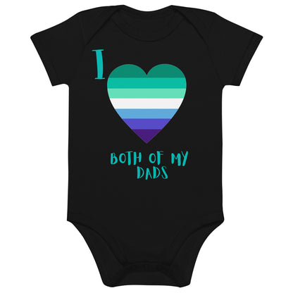 Organic cotton baby bodysuit Two Dads Gay Heart