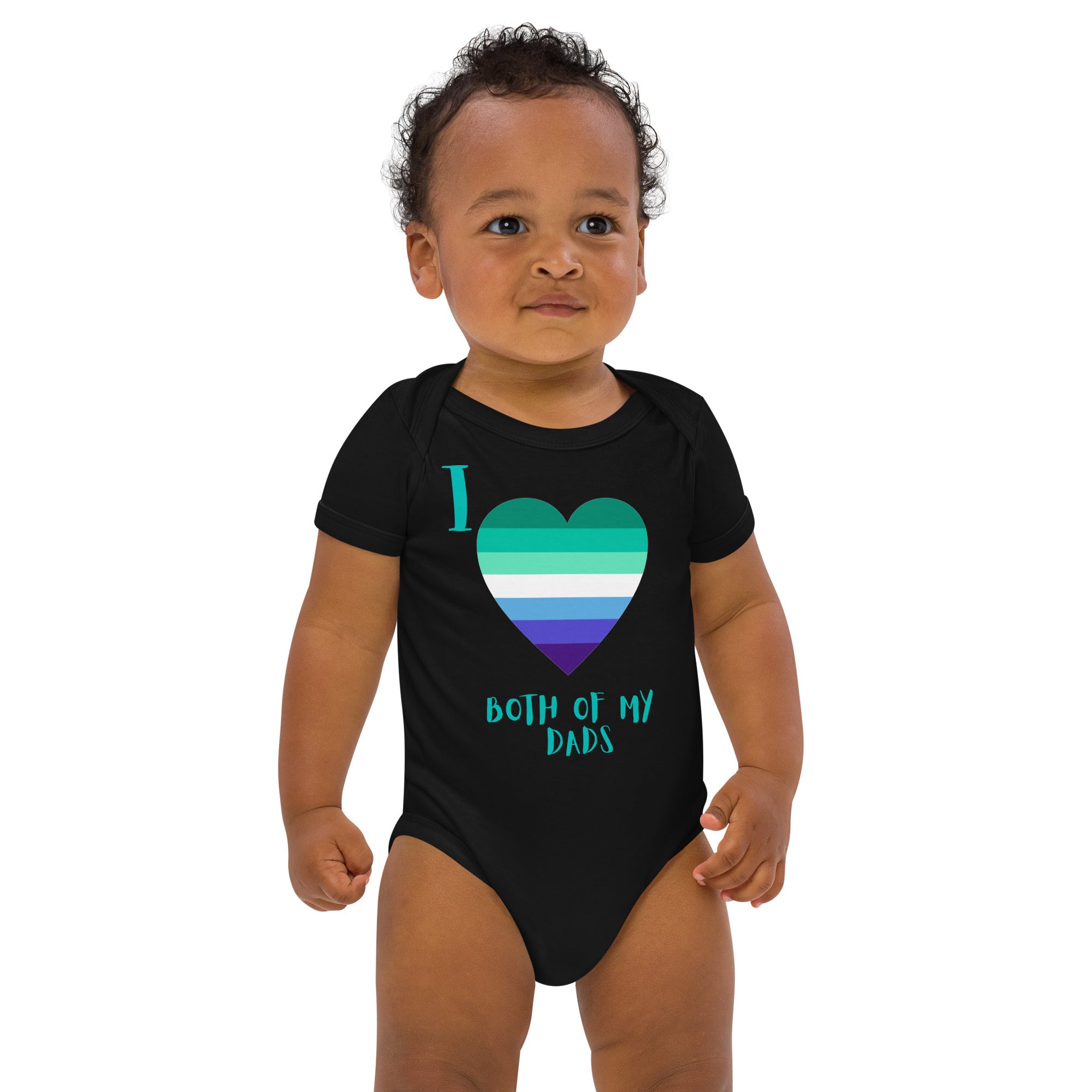 Organic cotton baby bodysuit Two Dads Gay Heart