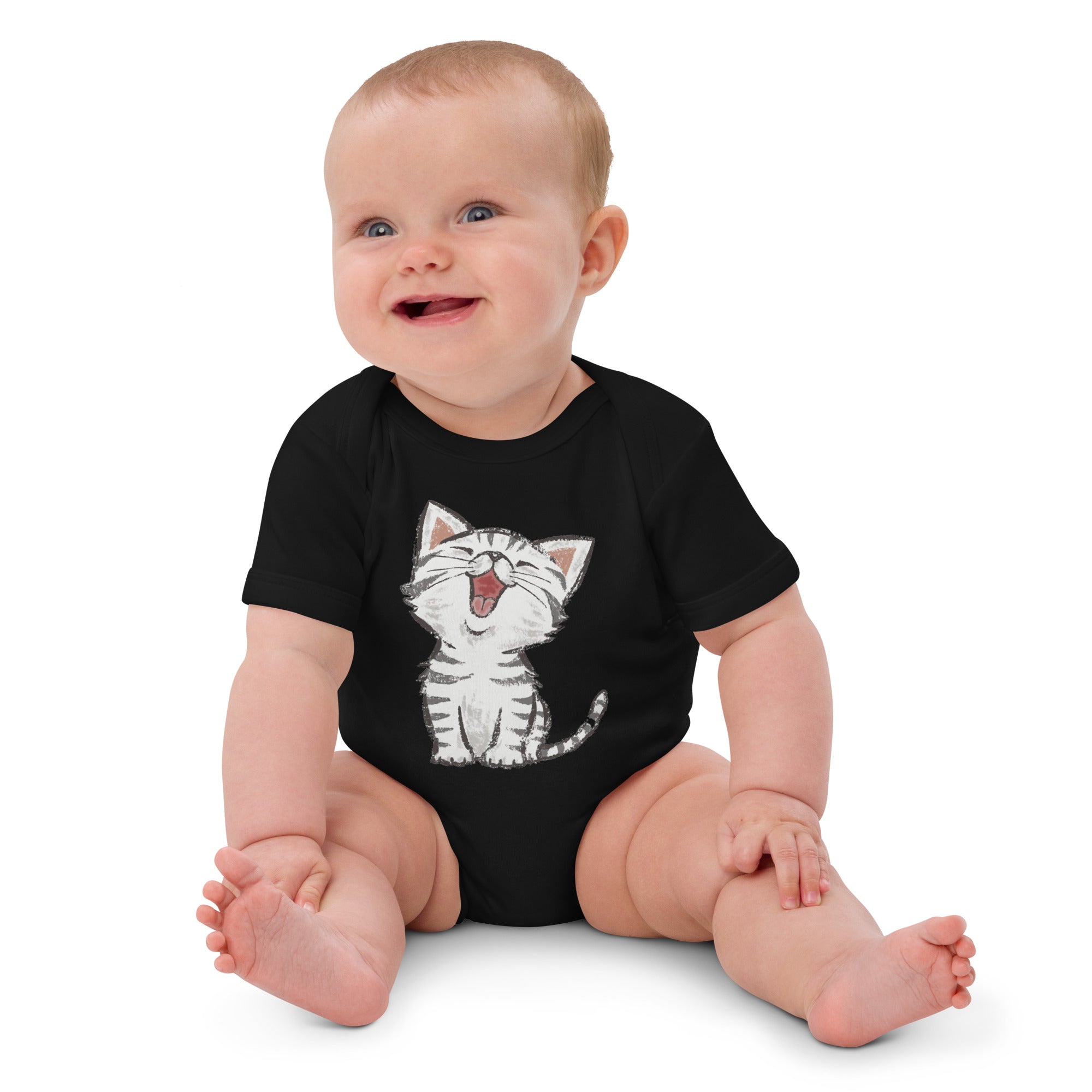 Organic cotton baby bodysuit Cat