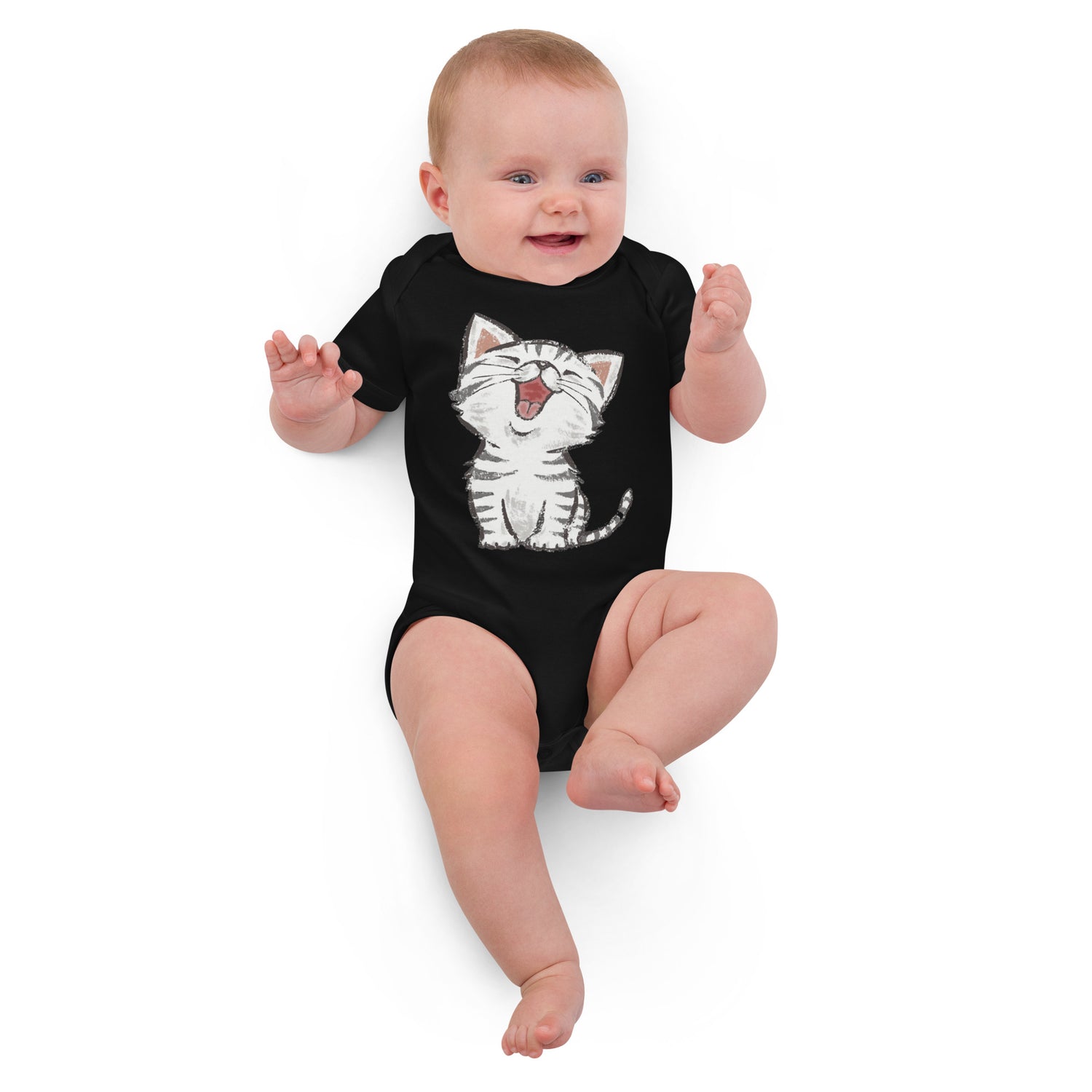 Organic cotton baby bodysuit Cat