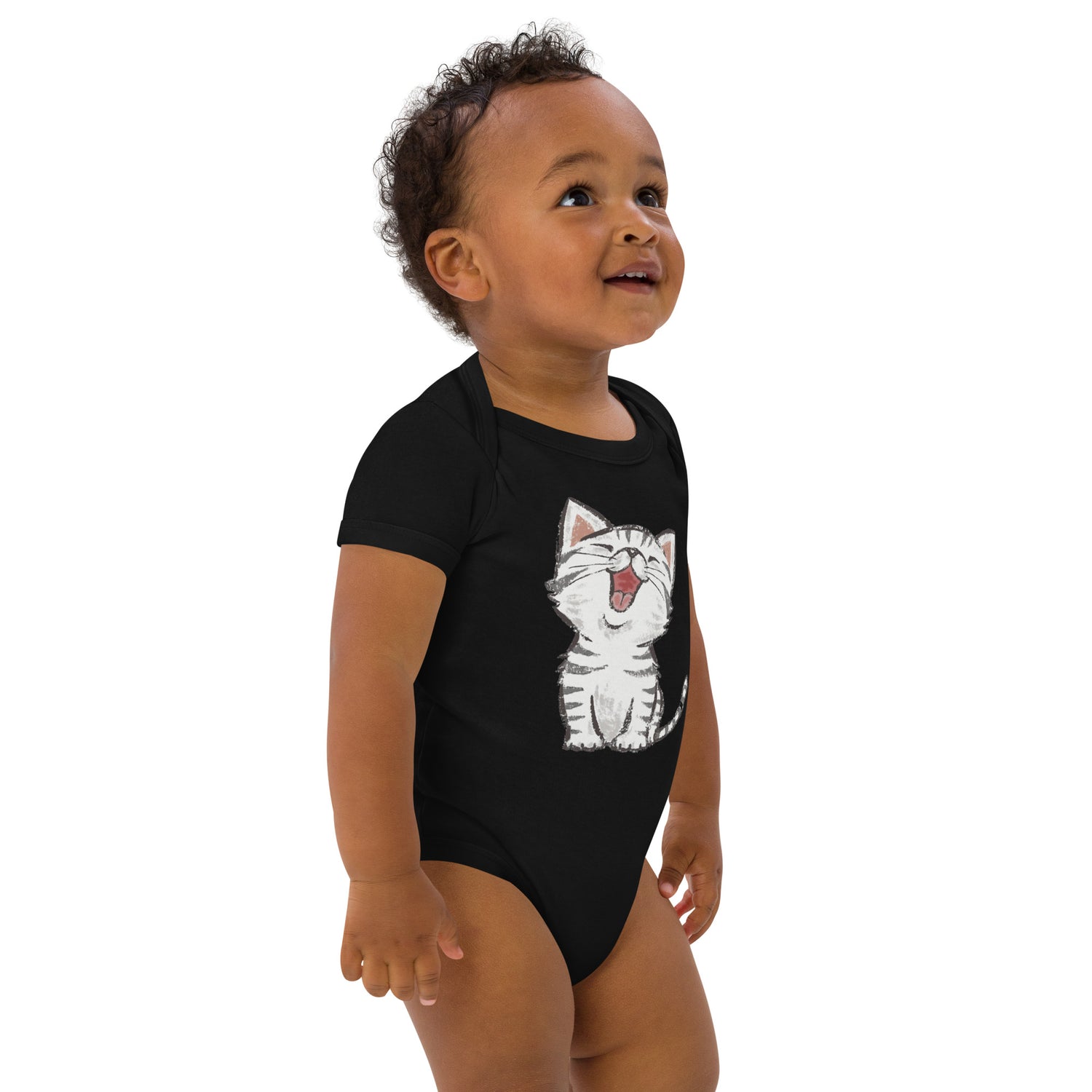 Organic cotton baby bodysuit Cat