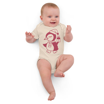 Christmas Penguin Organic cotton baby bodysuit