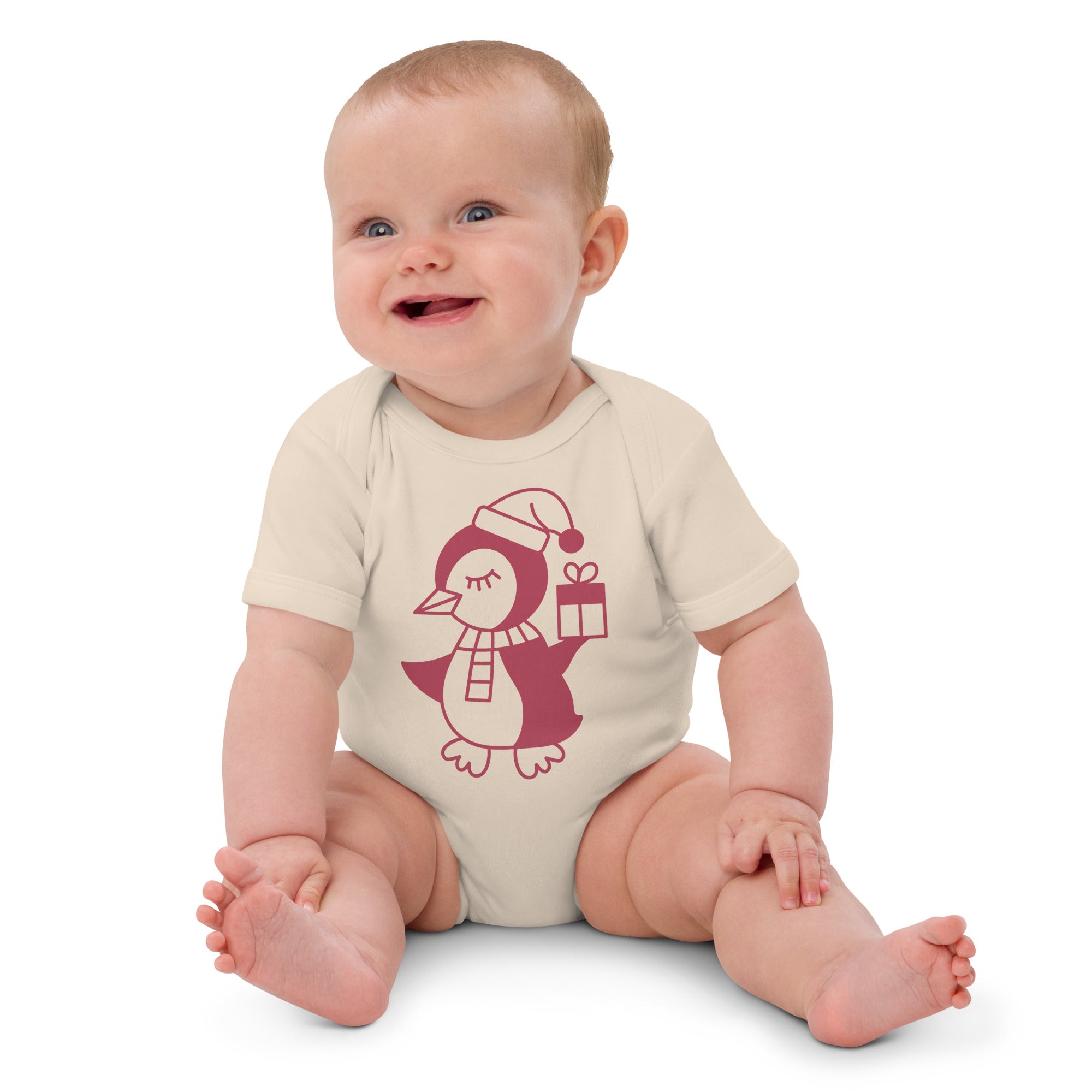 Christmas Penguin Organic cotton baby bodysuit