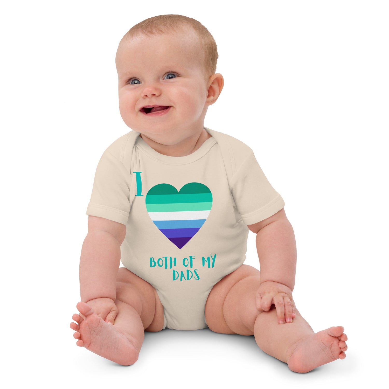 Organic cotton baby bodysuit Two Dads Gay Heart