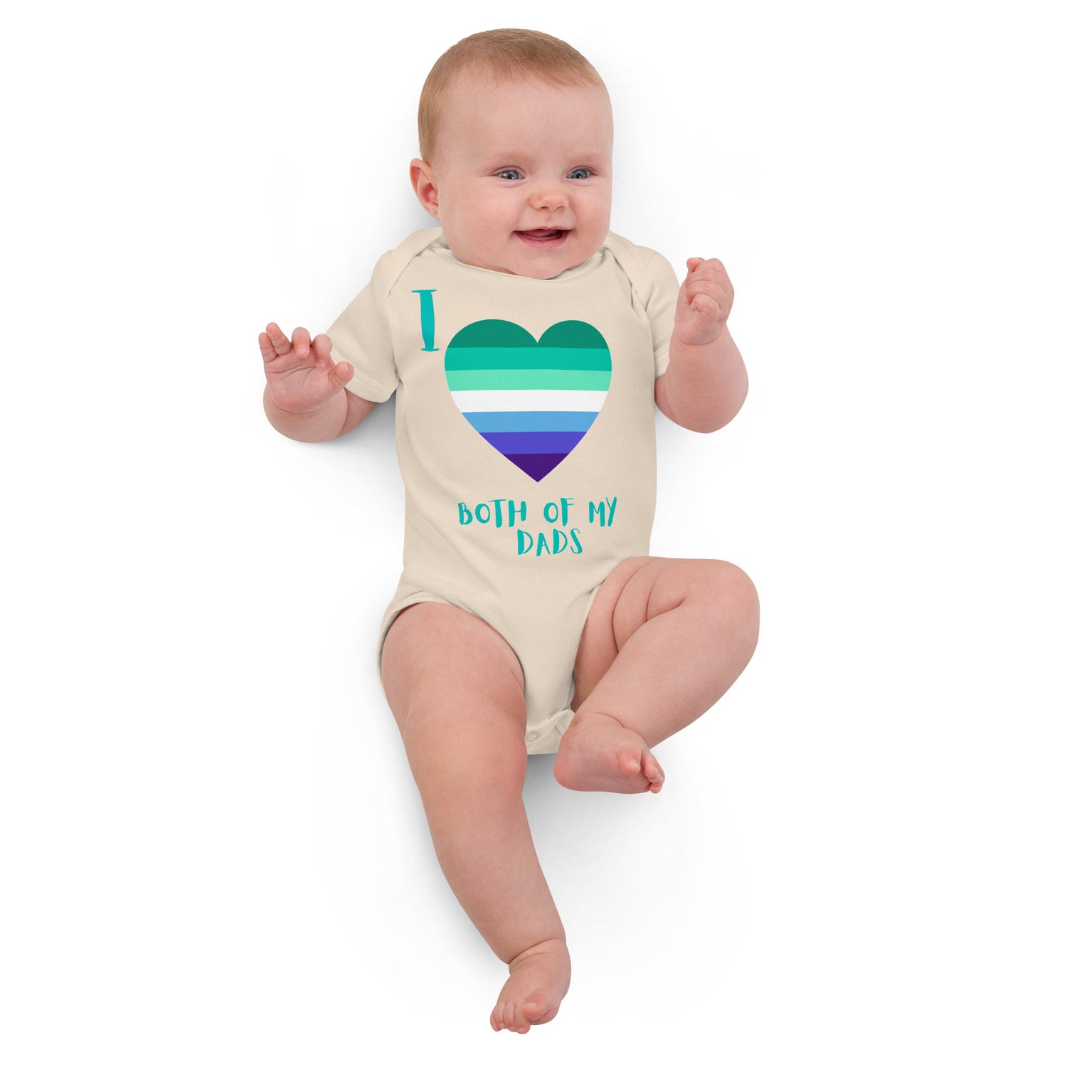 Organic cotton baby bodysuit Two Dads Gay Heart