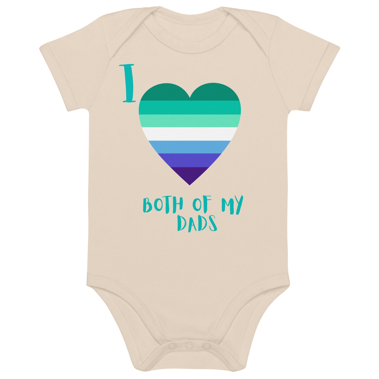 Organic cotton baby bodysuit Two Dads Gay Heart