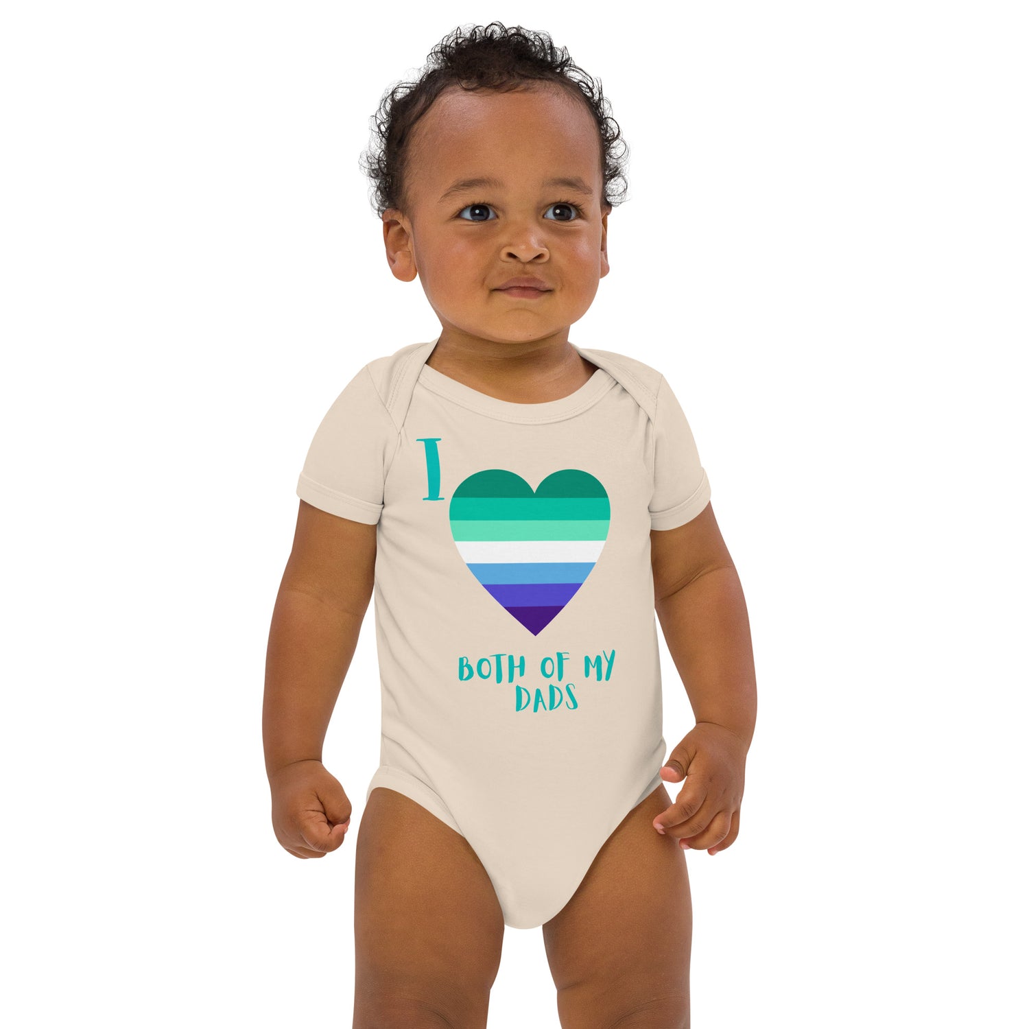 Organic cotton baby bodysuit Two Dads Gay Heart