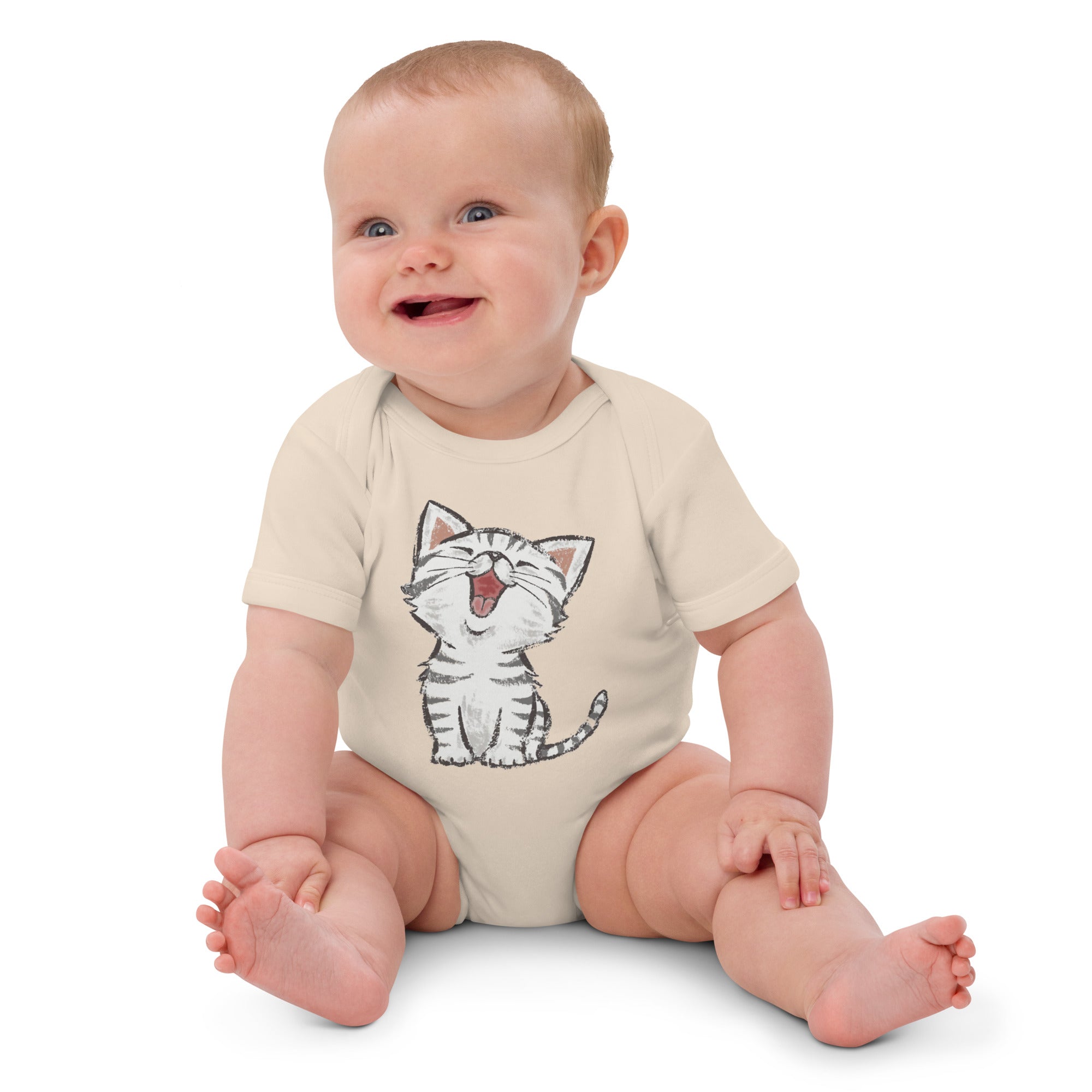 Organic cotton baby bodysuit Cat