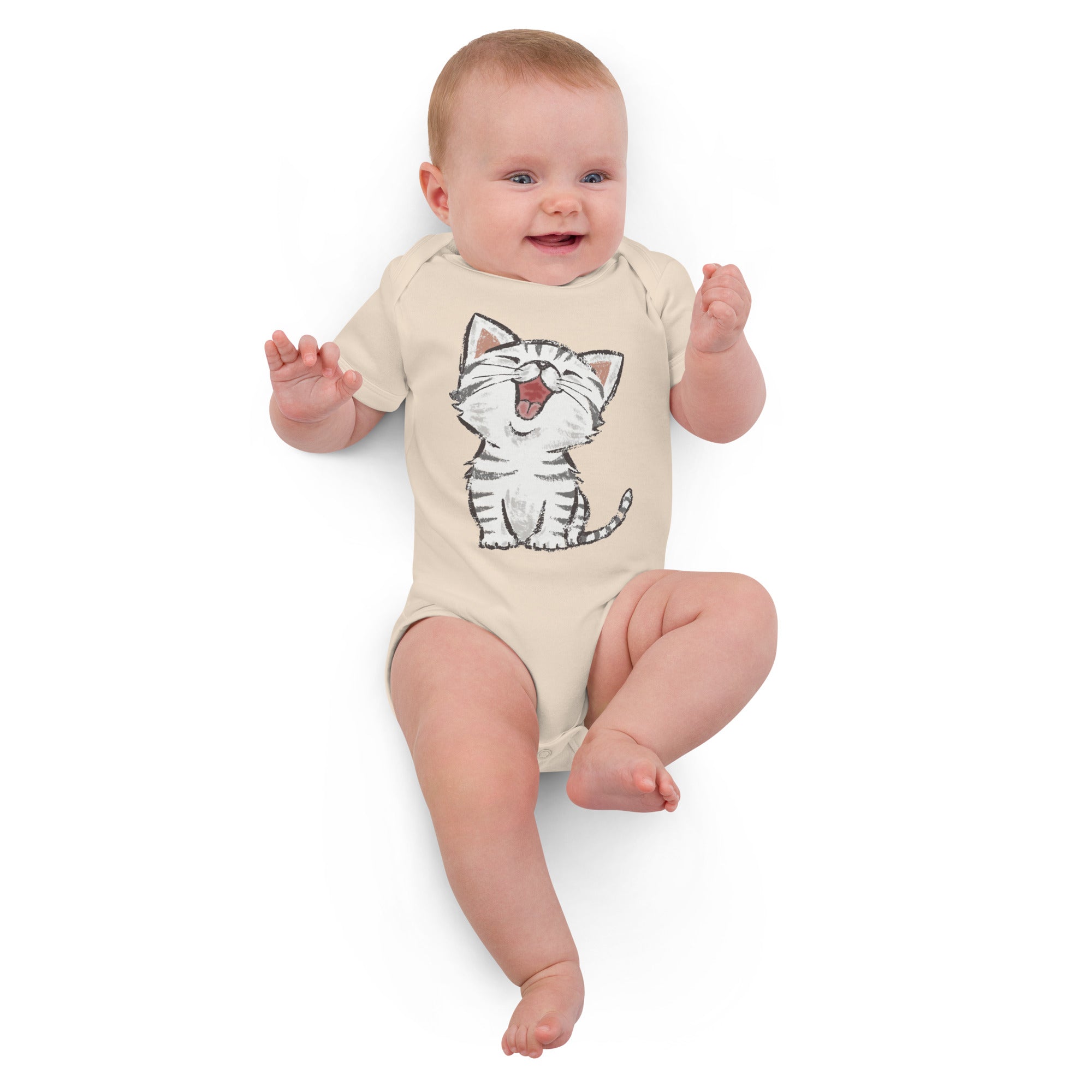 Organic cotton baby bodysuit Cat