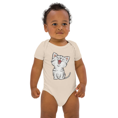 Organic cotton baby bodysuit Cat