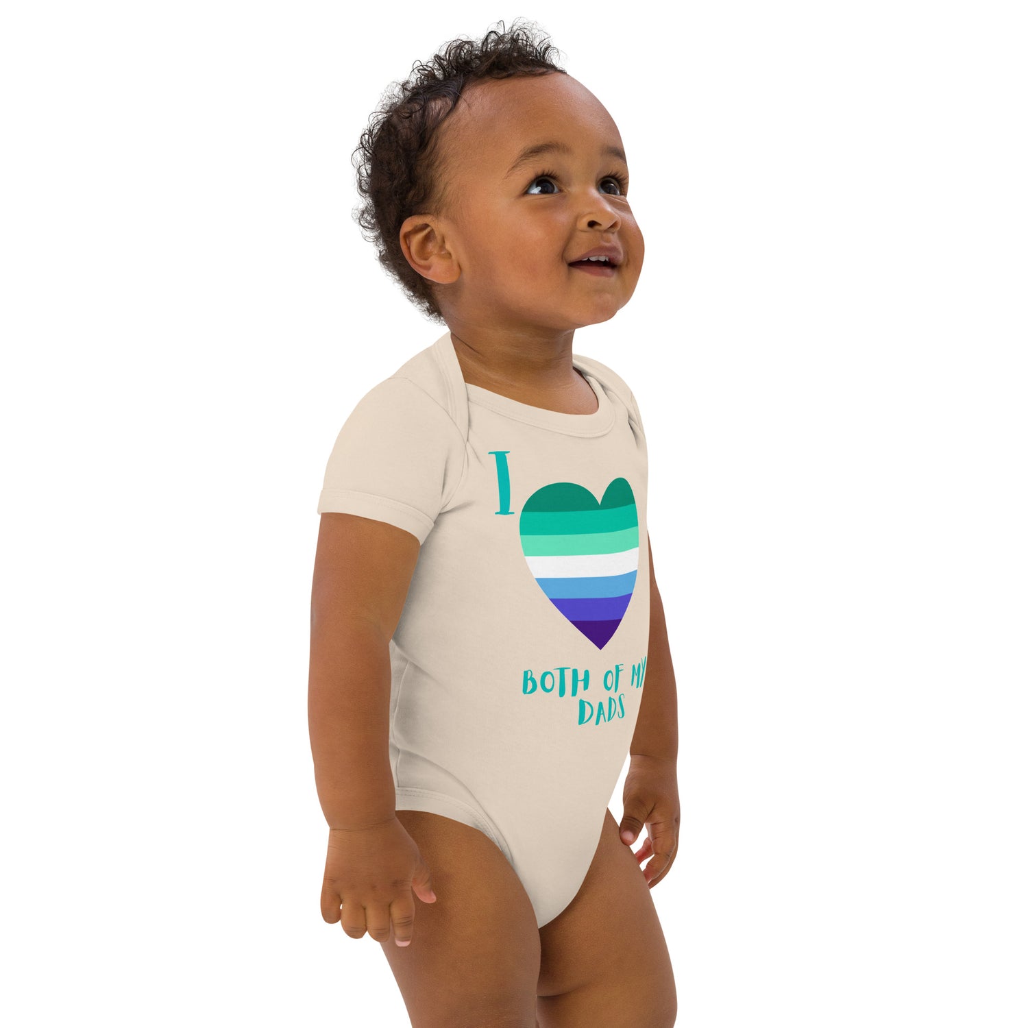 Organic cotton baby bodysuit Two Dads Gay Heart