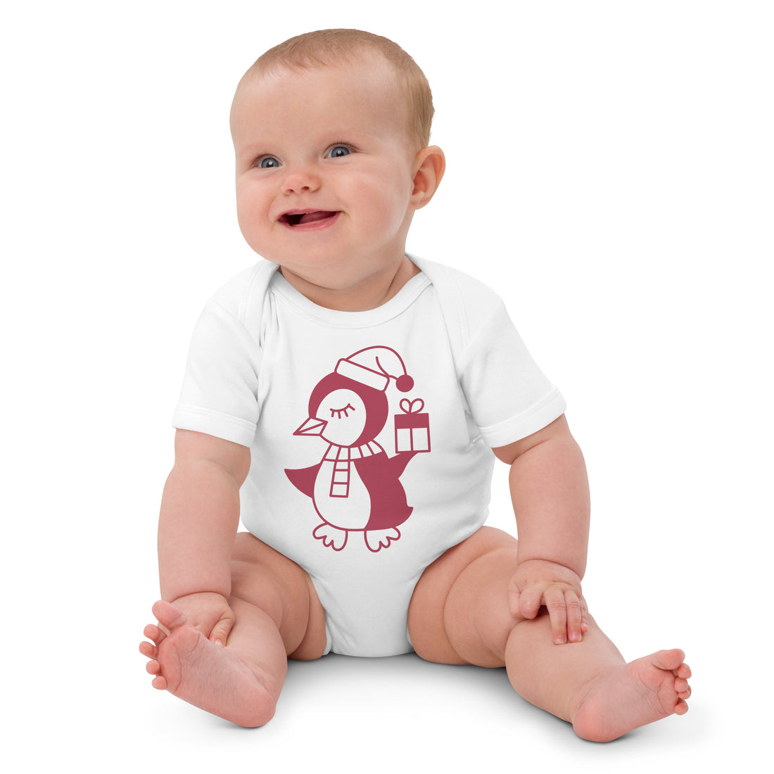 Christmas Penguin Organic cotton baby bodysuit