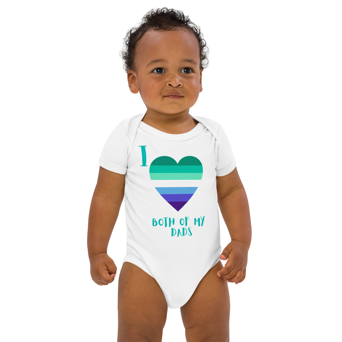 Organic cotton baby bodysuit Two Dads Gay Heart