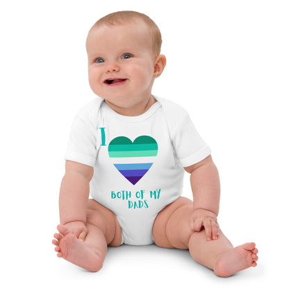 Organic cotton baby bodysuit Two Dads Gay Heart