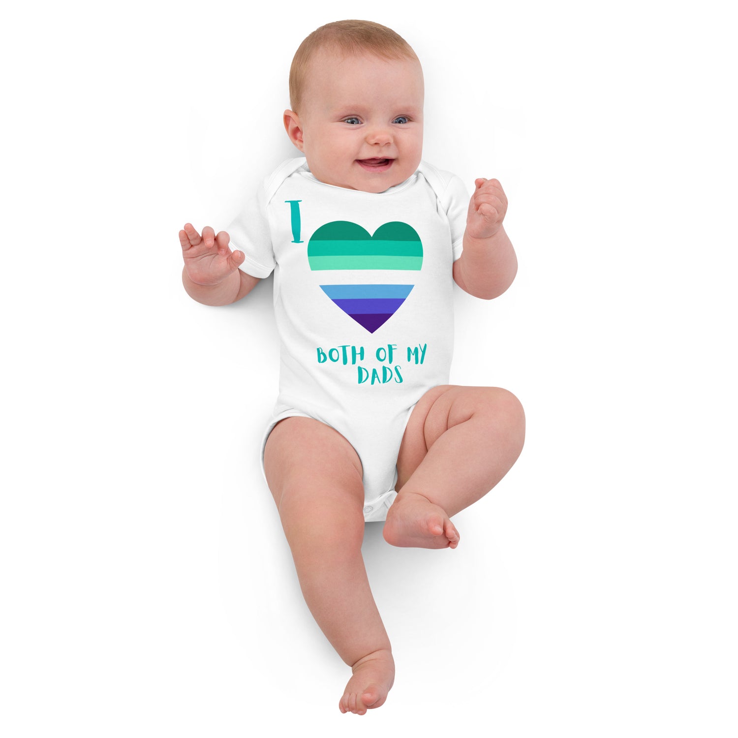 Organic cotton baby bodysuit Two Dads Gay Heart