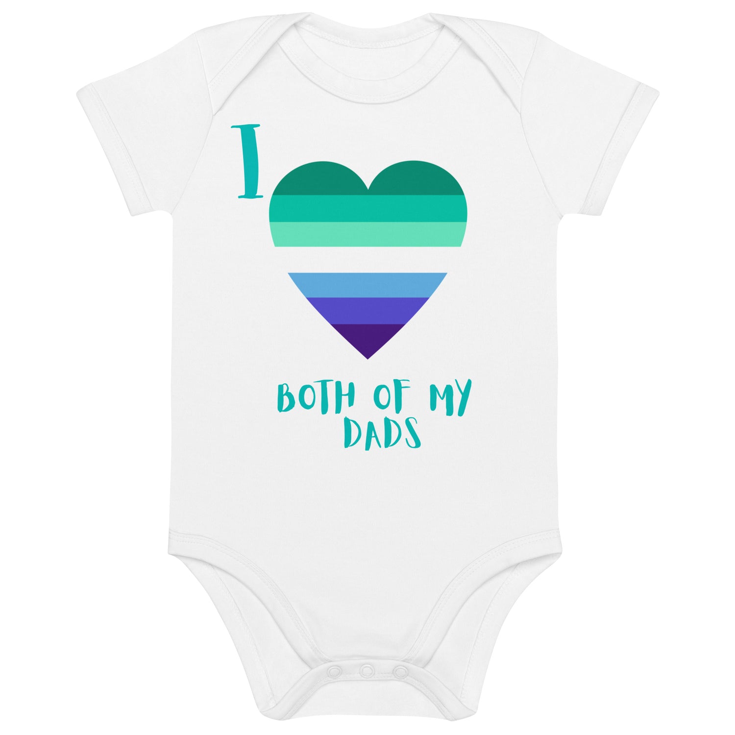 Organic cotton baby bodysuit Two Dads Gay Heart