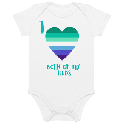 Organic cotton baby bodysuit Two Dads Gay Heart