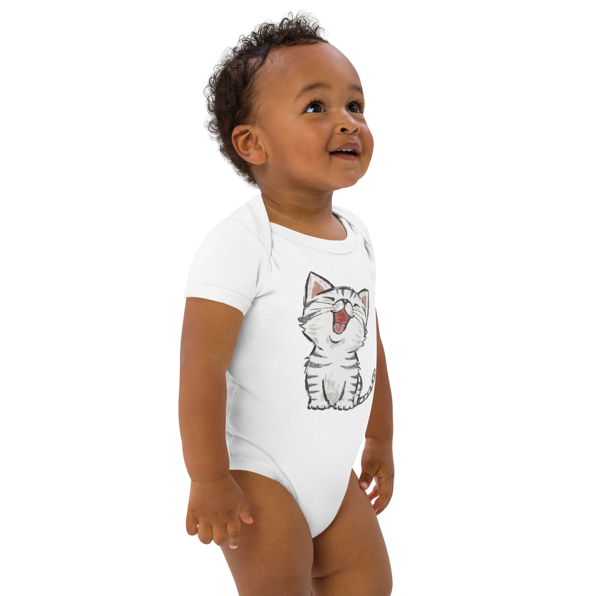 Organic cotton baby bodysuit Cat