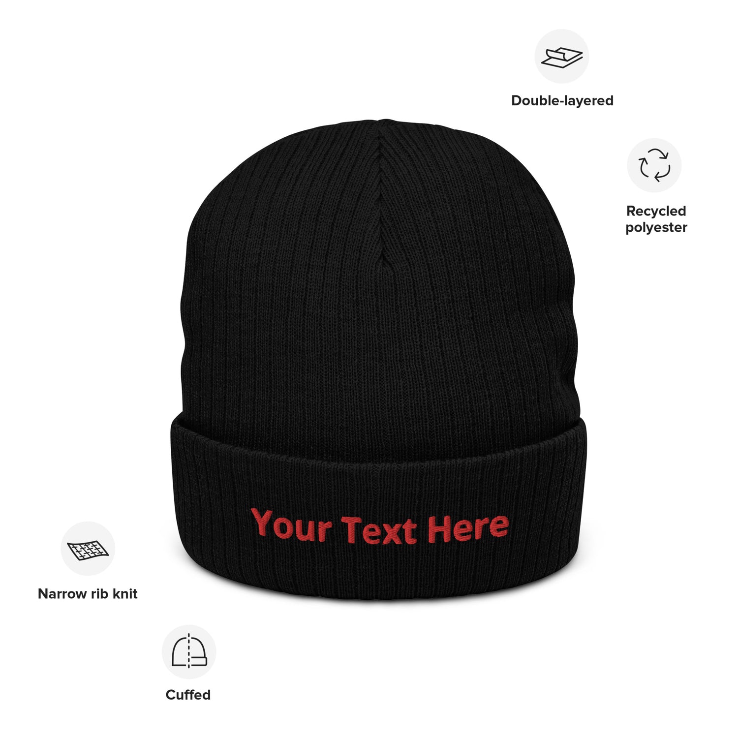 Gorro em malha canelada Your Text Here